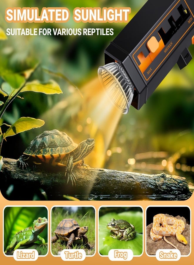 GOZILLA Reptile Hear Lamp,Turtle Lamp with 25W+35W UVA/UVB Turtle Light Bulb,Hexagonal Turtle Basking Spot Light Distance Adjustable, Reptiles Basking Light for Turtles,Lizard,Snake and Chameleon. - Image 4